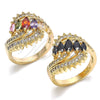Anillo Multi Piedra 01.283.0009.08 Oro Laminado, con Negro and Blanca Zirconia Cubica, Pulido, Tono Dorado (Size 8)
