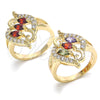 Anillo Multi Piedra 01.283.0011.07 Oro Laminado, con Granate and Blanca Zirconia Cubica, Pulido, Tono Dorado (Size 7)