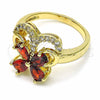Anillo Multi Piedra 01.283.0012.07 Oro Laminado, Diseño de Mariposa, con Granate and Blanca Zirconia Cubica, Pulido, Tono Dorado (Size 7)