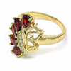 Anillo Multi Piedra 01.283.0013.08 Oro Laminado, Diseño de Gota y Corazón, con Granate and Blanca Zirconia Cubica, Pulido, Tono Dorado (Size 8)