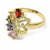 Anillo Multi Piedra 01.283.0013.1.08 Oro Laminado, Diseño de Gota y Corazón, con Negro Zirconia Cubica, Pulido, Tono Dorado (Size 8)