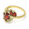Anillo Multi Piedra 01.283.0014.07 Oro Laminado, con Granate and Blanca Zirconia Cubica, Pulido, Tono Dorado (Size 7)