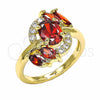 Anillo Multi Piedra 01.283.0014.07 Oro Laminado, con Granate and Blanca Zirconia Cubica, Pulido, Tono Dorado (Size 7)