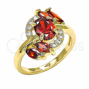 Anillo Multi Piedra 01.283.0014.08 Oro Laminado, con Granate and Blanca Zirconia Cubica, Pulido, Tono Dorado (Size 8)