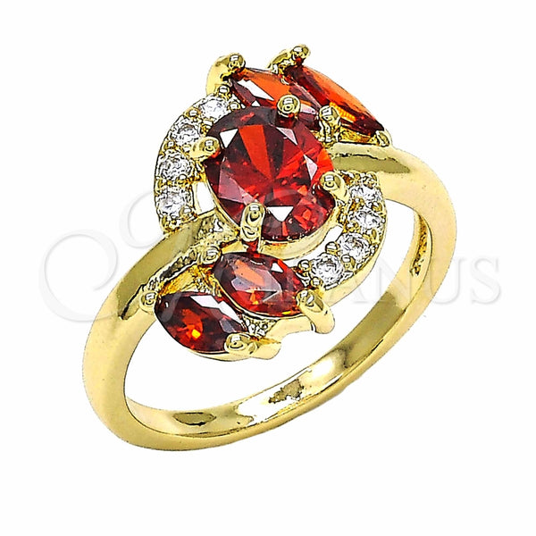 Anillo Multi Piedra 01.283.0014.08 Oro Laminado, con Granate and Blanca Zirconia Cubica, Pulido, Tono Dorado (Size 8)