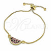 Pulsera Bolo Ajustable 03.210.0123.10 Oro Laminado, con Multicolor Zirconia Cubica, Pulido, Tono Dorado (01 MM Thickness, 10 Inches Length)