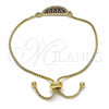 Pulsera Bolo Ajustable 03.210.0123.10 Oro Laminado, con Multicolor Zirconia Cubica, Pulido, Tono Dorado (01 MM Thickness, 10 Inches Length)
