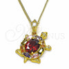 Collares con Dije 04.346.0010.1.20 Oro Laminado, Diseño de Tortuga, con Multicolor Zirconia Cubica, Pulido, Tono Dorado (02 MM Thickness, 20 Inches Length)