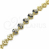 Pulsera Elegante 03.316.0077.08 Oro Laminado, Diseño de Oja, con Negro and Blanca Zirconia Cubica, Pulido, Tono Dorado (09 MM Thickness, 8 Inches Length)