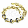 Pulsera Elegante 03.316.0077.08 Oro Laminado, Diseño de Oja, con Negro and Blanca Zirconia Cubica, Pulido, Tono Dorado (09 MM Thickness, 8 Inches Length)