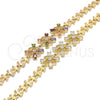 Pulsera Elegante 03.316.0006.1.07 Oro Laminado, con Multicolor Zirconia Cubica, Pulido, Tono Dorado (07 MM Thickness, 7 Inches Length)