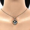 Collares con Dije 04.284.0021.20 Oro Laminado, Diseño de Flor y Gota, con Multicolor Zirconia Cubica, Pulido, Tono Dorado (02 MM Thickness, 20 Inches Length)