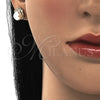 Arete Dormilona 02.344.0026 Oro Laminado, con Marfil Perla and Blanca Micro Pave, Pulido, Tono Dorado