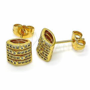 Arete Dormilona 02.344.0027 Oro Laminado, con Blanca Zirconia Cubica, Pulido, Tono Dorado