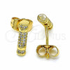 Arete Dormilona 02.344.0028 Oro Laminado, con Blanca Zirconia Cubica, Pulido, Tono Dorado