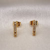 Arete Dormilona 02.344.0028 Oro Laminado, con Blanca Zirconia Cubica, Pulido, Tono Dorado