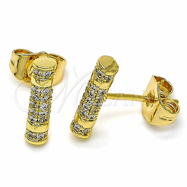 Arete Dormilona 02.344.0028 Oro Laminado, con Blanca Zirconia Cubica, Pulido, Tono Dorado