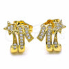Arete Dormilona 02.344.0029 Oro Laminado, Diseño de Estrella, con Blanca Zirconia Cubica, Pulido, Tono Dorado