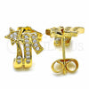Arete Dormilona 02.344.0029 Oro Laminado, Diseño de Estrella, con Blanca Zirconia Cubica, Pulido, Tono Dorado