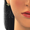 Arete Dormilona 02.344.0032 Oro Laminado, Diseño de Corazón, con Blanca Zirconia Cubica, Pulido, Tono Dorado