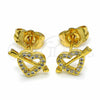 Arete Dormilona 02.344.0032 Oro Laminado, Diseño de Corazón, con Blanca Zirconia Cubica, Pulido, Tono Dorado