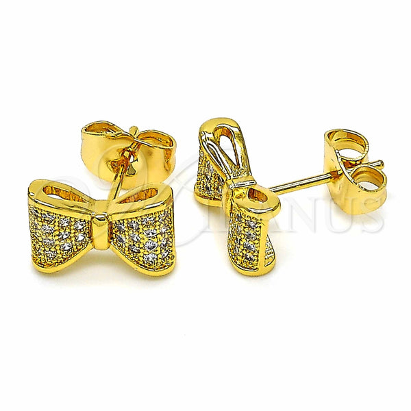 Arete Dormilona 02.344.0034 Oro Laminado, con Blanca Zirconia Cubica, Pulido, Tono Dorado