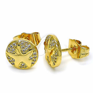 Arete Dormilona 02.344.0035 Oro Laminado, con Blanca Zirconia Cubica, Pulido, Tono Dorado