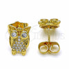 Arete Dormilona 02.344.0036 Oro Laminado, Diseño de Búho, con Blanca Zirconia Cubica, Pulido, Tono Dorado