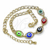 Pulsera Elegante 03.63.2087.08 Oro Laminado, Diseño de Ojo Griego, Resinado Multicolor, Tono Dorado (04 MM Thickness, 8 Inches Length)