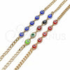 Pulsera Elegante 03.63.2087.08 Oro Laminado, Diseño de Ojo Griego, Resinado Multicolor, Tono Dorado (04 MM Thickness, 8 Inches Length)