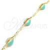 Pulsera Elegante 03.63.2091.08 Oro Laminado, Diseño de Concha, Esmaltado Turquesa, Tono Dorado (04 MM Thickness, 8 Inches Length)