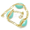 Pulsera Elegante 03.63.2091.08 Oro Laminado, Diseño de Concha, Esmaltado Turquesa, Tono Dorado (04 MM Thickness, 8 Inches Length)