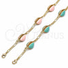 Pulsera Elegante 03.63.2091.08 Oro Laminado, Diseño de Concha, Esmaltado Turquesa, Tono Dorado (04 MM Thickness, 8 Inches Length)