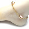 Pulsera Elegante 03.63.2091.1.10 Oro Laminado, Diseño de Concha, Esmaltado Rosado, Tono Dorado (04 MM Thickness, 10 Inches Length)