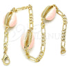 Pulsera Elegante 03.63.2091.1.10 Oro Laminado, Diseño de Concha, Esmaltado Rosado, Tono Dorado (04 MM Thickness, 10 Inches Length)