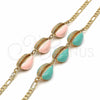 Pulsera Elegante 03.63.2092.08 Oro Laminado, Diseño de Concha, Esmaltado Turquesa, Tono Dorado (04 MM Thickness, 8 Inches Length)