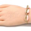 Pulsera Elegante 03.63.2092.1.08 Oro Laminado, Diseño de Concha, Esmaltado Rosado, Tono Dorado (04 MM Thickness, 8 Inches Length)