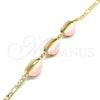 Pulsera Elegante 03.63.2092.1.08 Oro Laminado, Diseño de Concha, Esmaltado Rosado, Tono Dorado (04 MM Thickness, 8 Inches Length)