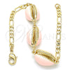 Pulsera Elegante 03.63.2092.1.08 Oro Laminado, Diseño de Concha, Esmaltado Rosado, Tono Dorado (04 MM Thickness, 8 Inches Length)