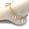 Tobillera de Dije 03.63.2093.1.10 Oro Laminado, Esmaltado Rosado, Tono Dorado (04 MM Thickness, 10 Inches Length)
