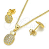 Juego de Arete y Dije de Adulto 10.342.0003 Oro Laminado, Diseño de Pina, con Blanca Micro Pave, Pulido, Tono Dorado