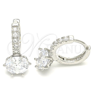 Argolla Huggie 02.332.0045.12 Plata Rodinada, con Zirconia Cubica Blanca, Pulido, Rodinado