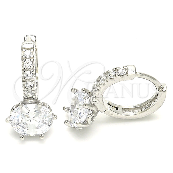 Argolla Huggie 02.332.0045.12 Plata Rodinada, con Zirconia Cubica Blanca, Pulido, Rodinado