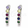 Argolla Huggie 02.332.0047.12 Plata Rodinada, con Zirconia Cubica Multicolor, Pulido, Rodinado