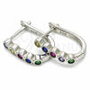 Argolla Huggie 02.332.0047.12 Plata Rodinada, con Zirconia Cubica Multicolor, Pulido, Rodinado