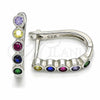 Argolla Huggie 02.332.0047.12 Plata Rodinada, con Zirconia Cubica Multicolor, Pulido, Rodinado