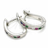 Argolla Huggie 02.332.0049.12 Plata Rodinada, con Zirconia Cubica Multicolor, Pulido, Rodinado