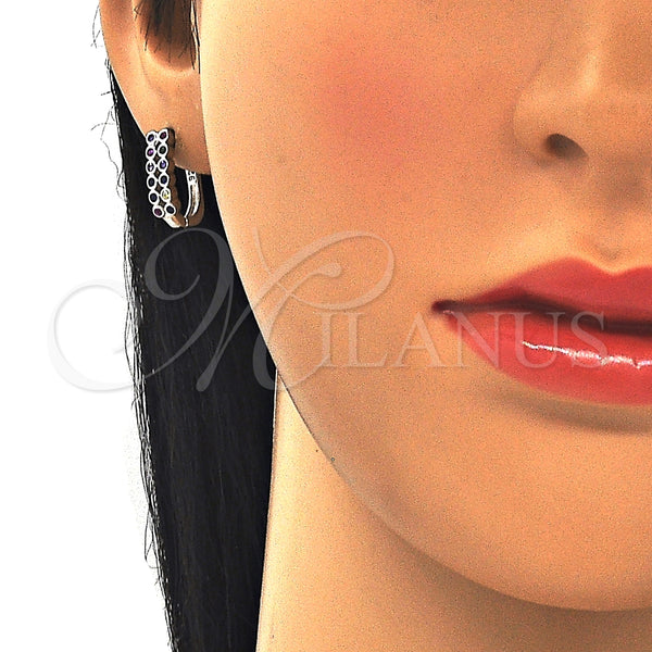 Argolla Huggie 02.332.0052.12 Plata Rodinada, con Zirconia Cubica Multicolor, Pulido, Rodinado