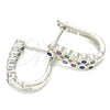 Argolla Huggie 02.332.0052.12 Plata Rodinada, con Zirconia Cubica Multicolor, Pulido, Rodinado