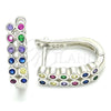 Argolla Huggie 02.332.0052.12 Plata Rodinada, con Zirconia Cubica Multicolor, Pulido, Rodinado